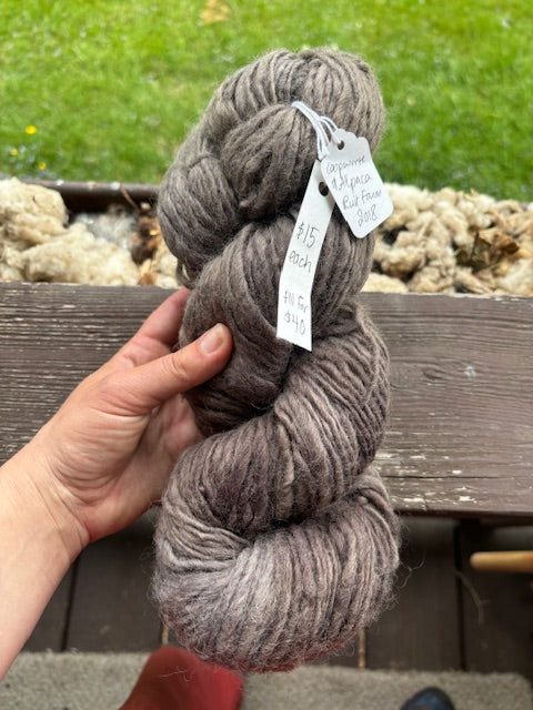 Handspun Alpaca/ Wool Singles Dyed w. Logwood, Large skeins