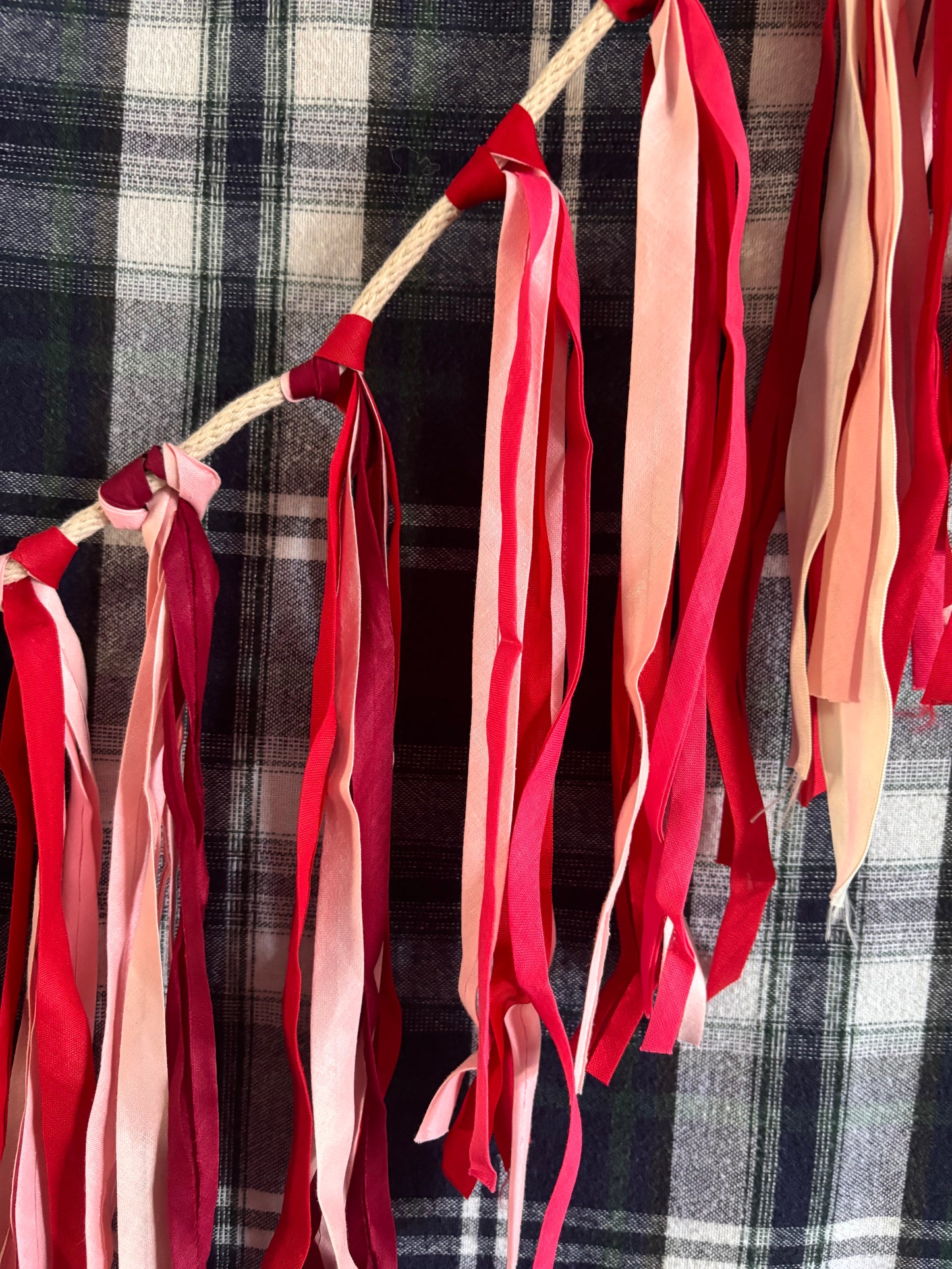 home : pink + red linen bunting