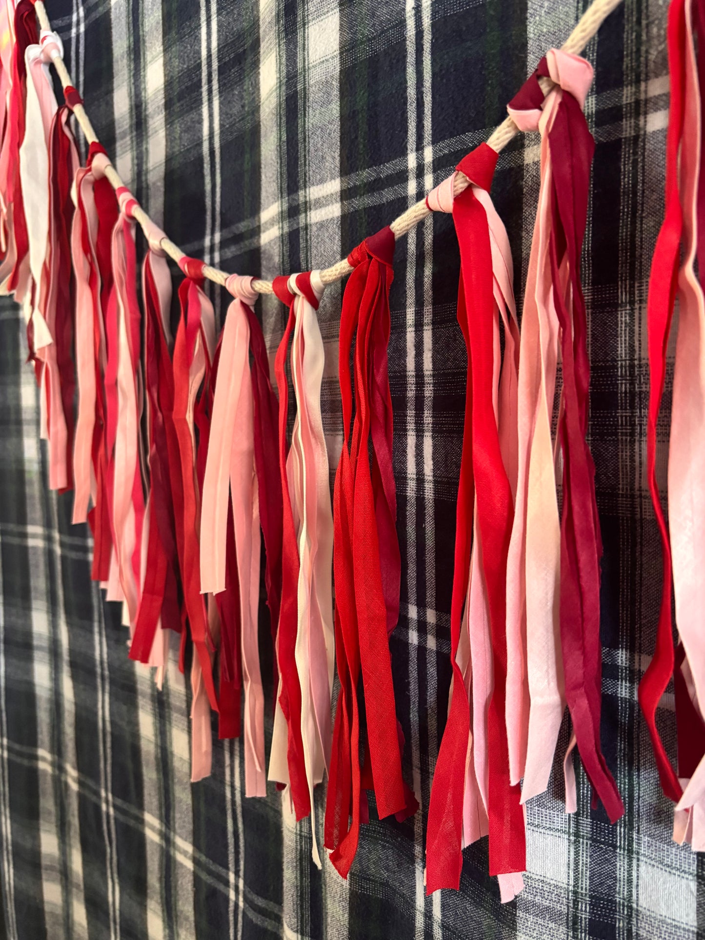 home : pink + red linen bunting
